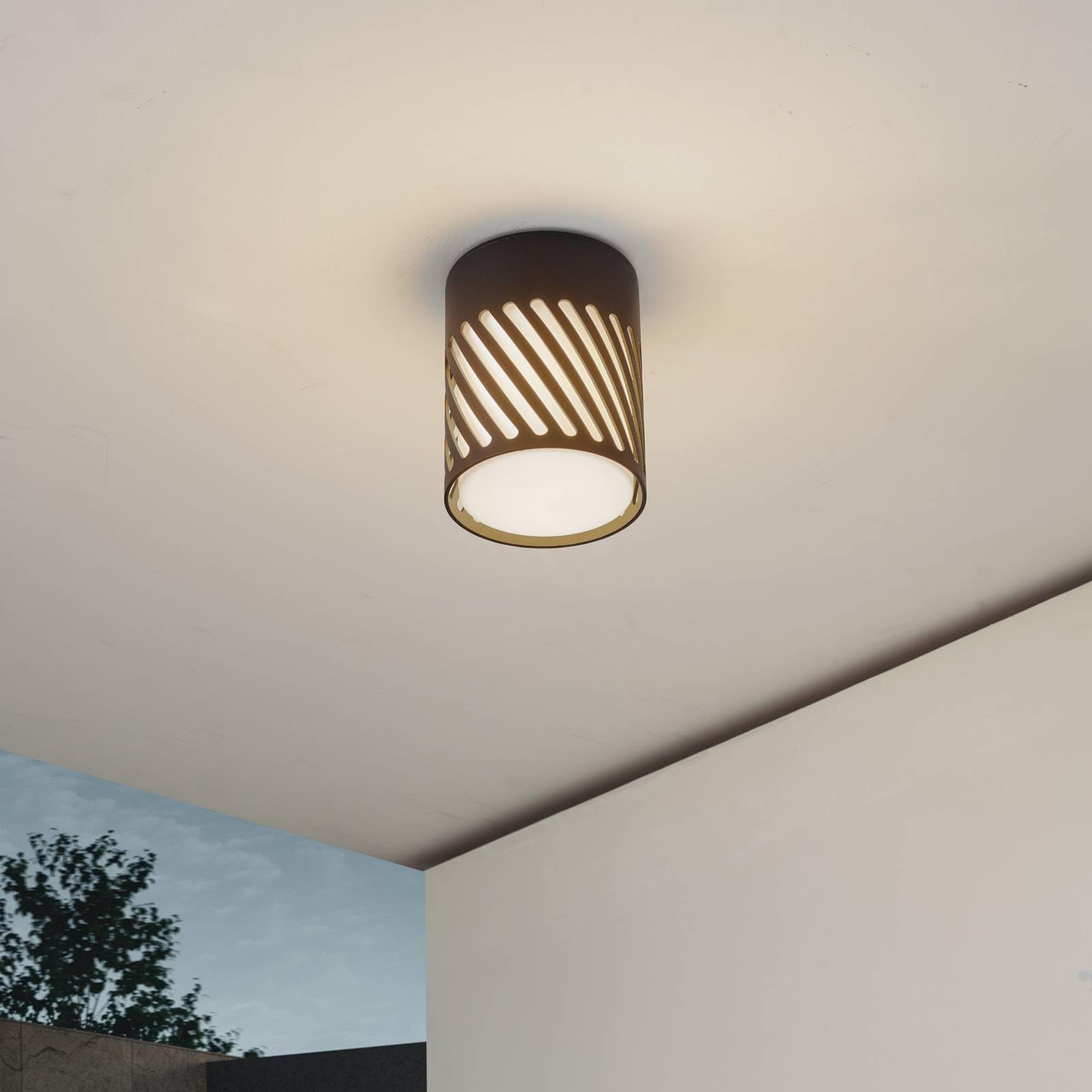 Lindby Deckenlampe Lurinda (spritzwassergeschützt (Modern) in Schwarz aus Aluminium (1 flammig, E27) - Aufbau-Deckenleuchte Deckenleuchte Lampe