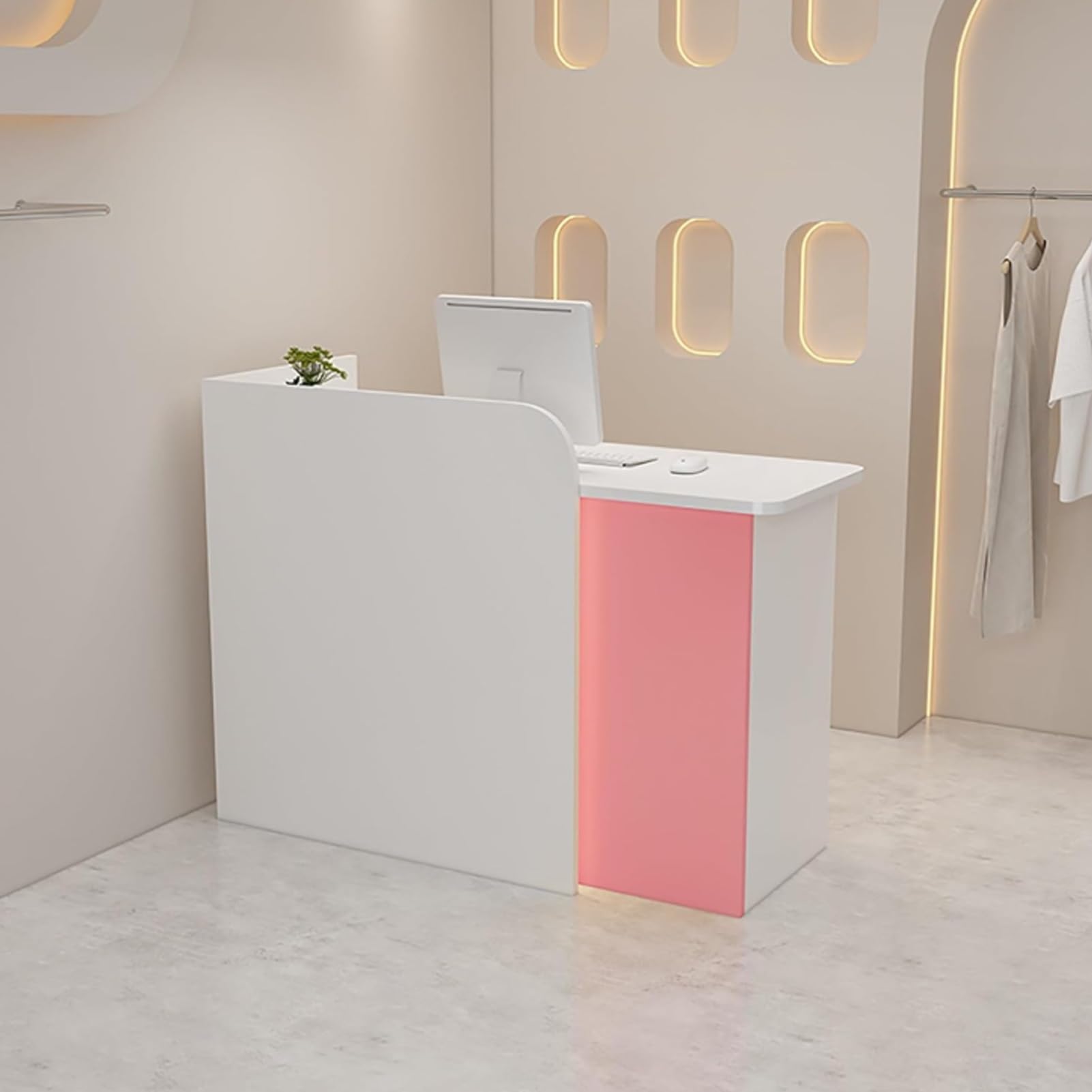 Moderno banco reception con cassetti chiudibili – Elegante reception per supermercati, hotel, negozi di abbigliamento e negozi di tè al latte (modulo D 100 cm) – soluzione funzionale per spazi di