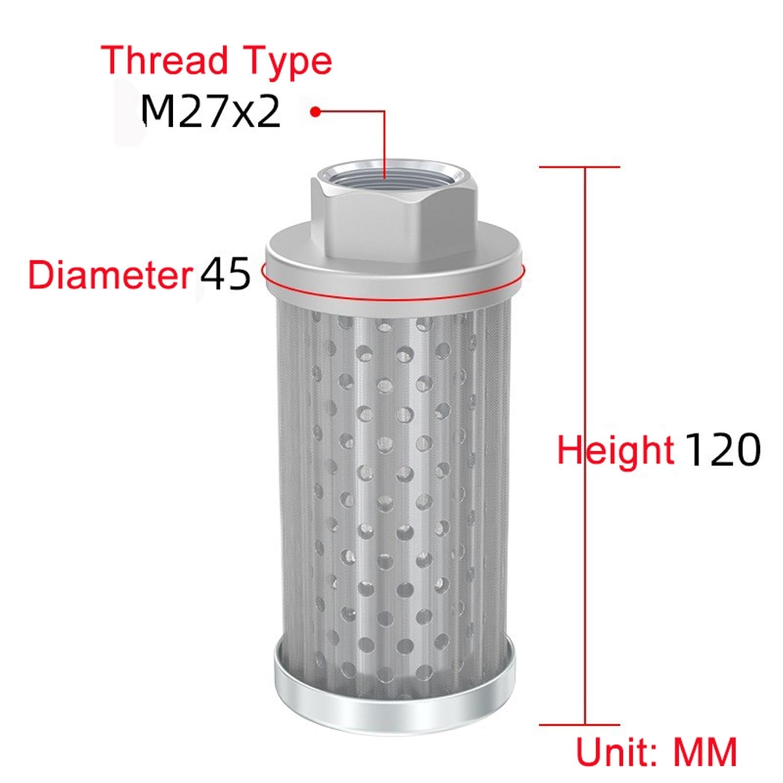 Schermo filtro olio acqua Filtrazione efficiente delle impurità in entrata e 1 pezzo(M27X2-D45-H120)