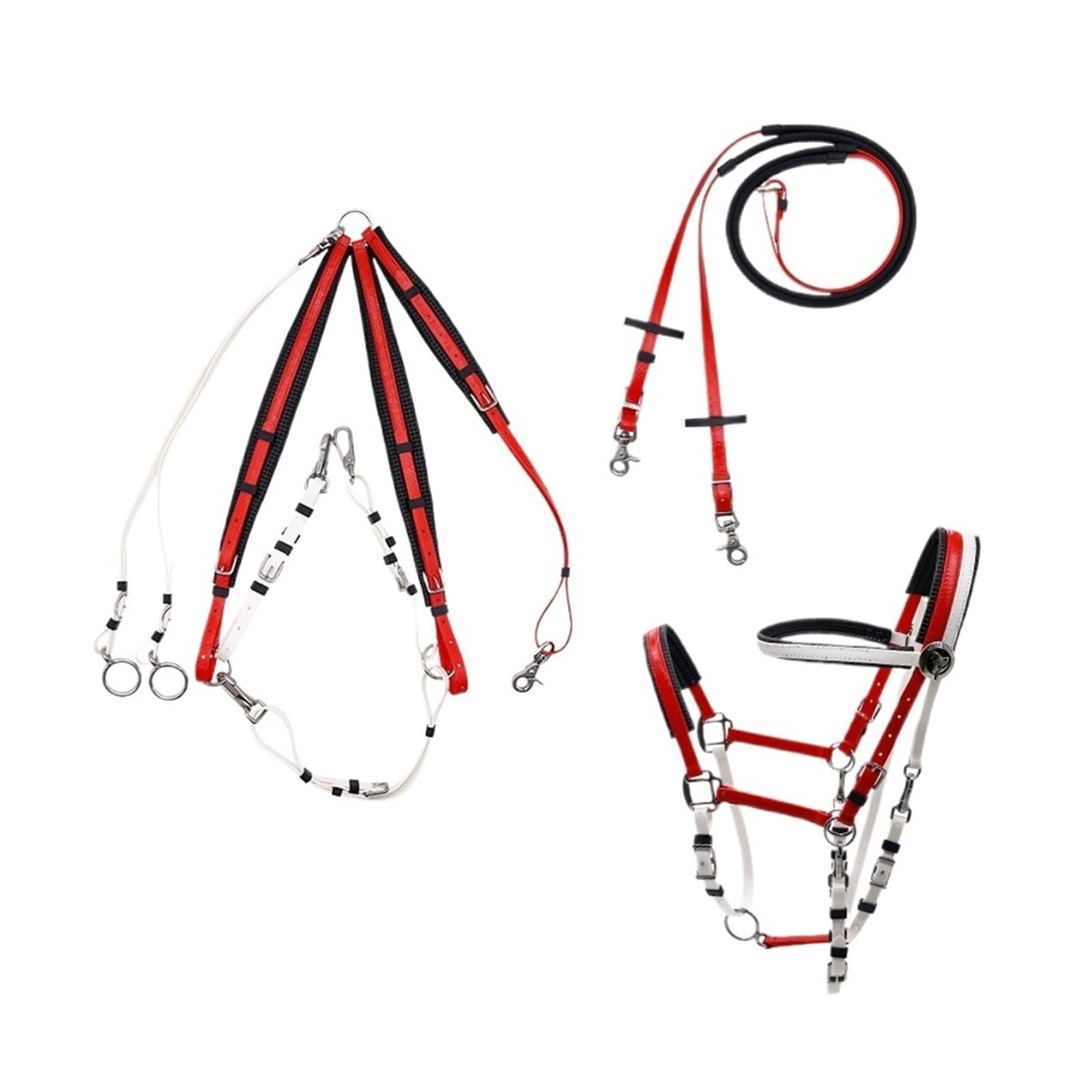 Endurance Horse Tack - Juego completo de cabestro estilo brida de nailon de cuero y PVC, juego completo de equipo de equitación, disponible (naranja)