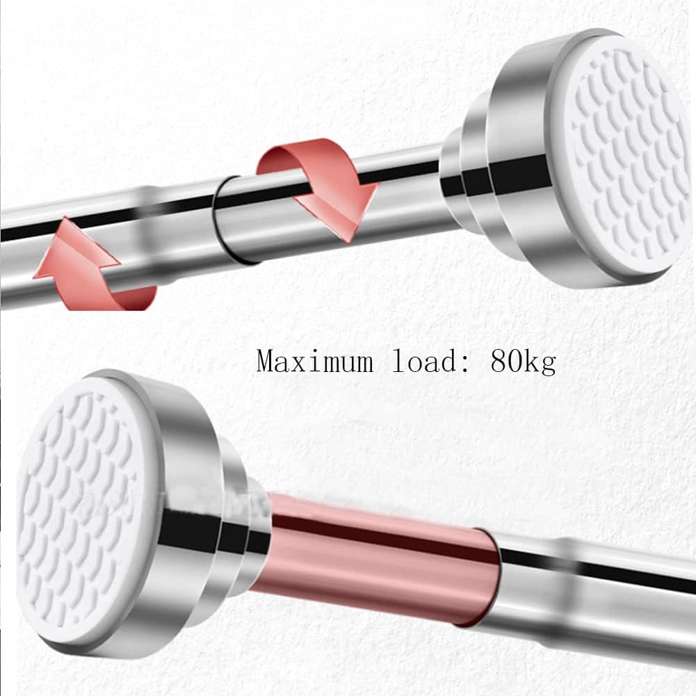 Shower Curtain Tension Rod, 24-40 Inch Spring Tension Curtain Rod Stainless Steel Tension Rod Never Rust Non-Slip No Drilling Cupboard Hanger Rod for Bathroom Kitchen Wardrobe