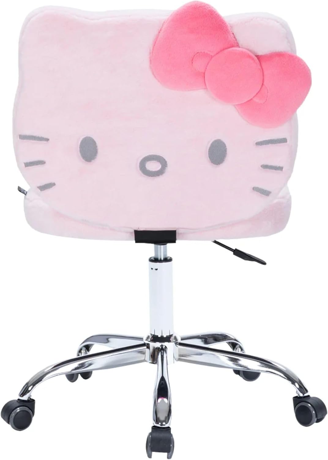 Impressions Vanity Hello Kitty Teddy Swivel Vanity Chair for Makeup Desk, Armless Rolling Chair with Wheels, Adjustable Height, 360 Degree Swing, Comfy Foam Padded Seat and Backrest (Teddy Pink)