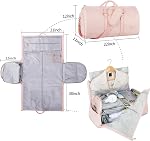 Convertible Carry on Garment Bag for Women,Leather Garment Bags for Travel with Shoe Pouch 2 in 1 Hanging Suitcase Suit Bag for Women Travel Bags for Women Duffle Bag Garment Bag Gifts, A1-Pink, 39L x