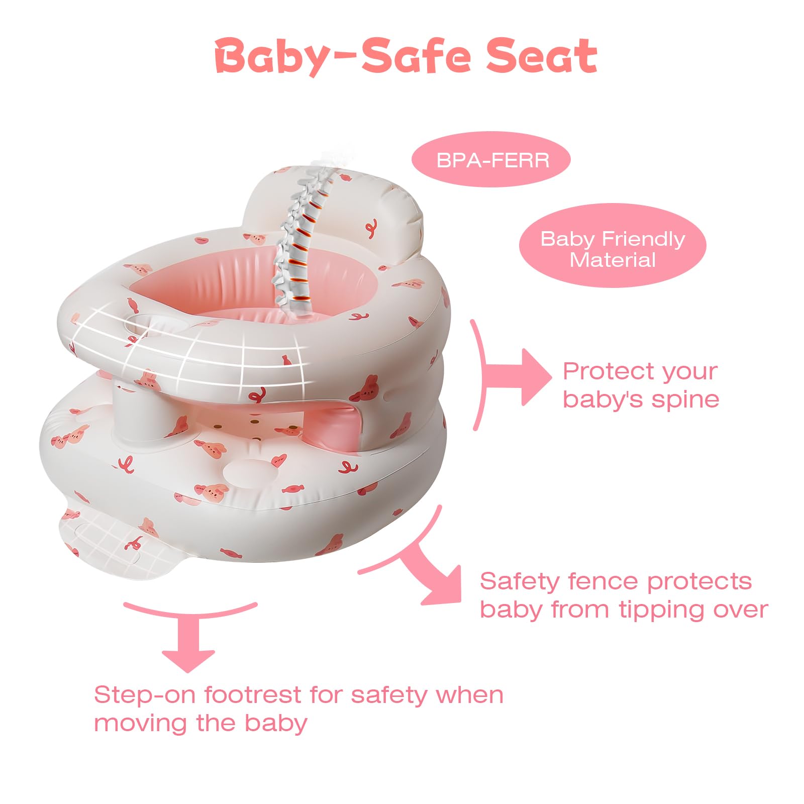 TDTOK Upgraded Inflatable Baby Seat for 3 Months and Up, Outdoor Baby Seat with Built-in Air Bump Blow Up Learning Sit with Back Support