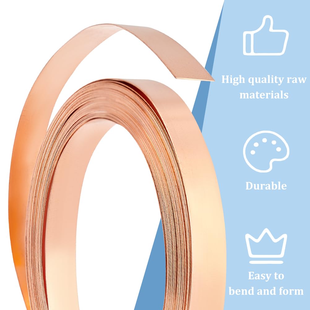 BENECREAT Flacher Kupferdraht 6 M – 6.5 Mm Breit, Perfekt Für Schmuckbasteln & DIY-Projekte