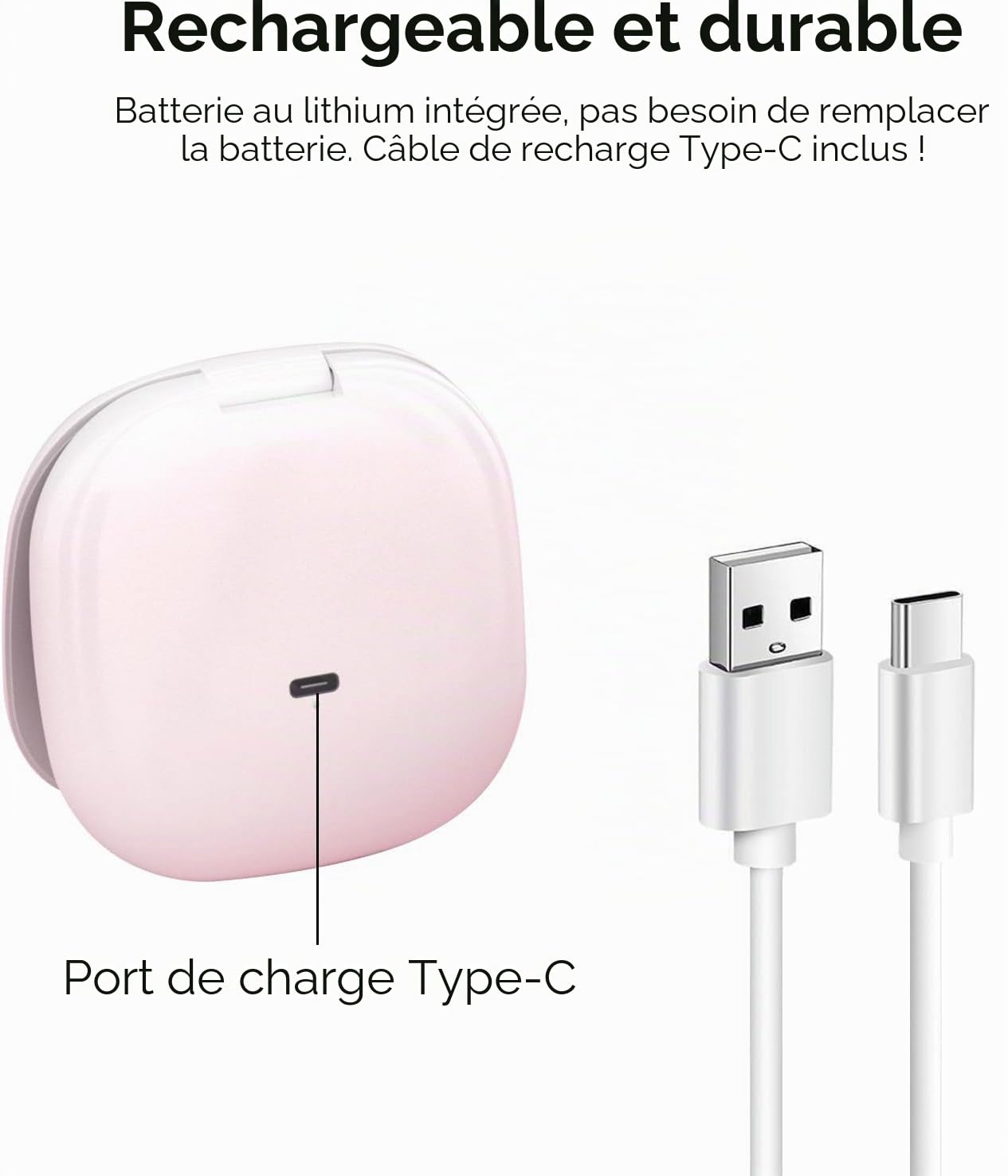 QUMOX Miroir de Maquillage Éclairé Grossissant 10X Rechargeable avec Lumière LED 3 Modes Contrôle Tactile USB-C