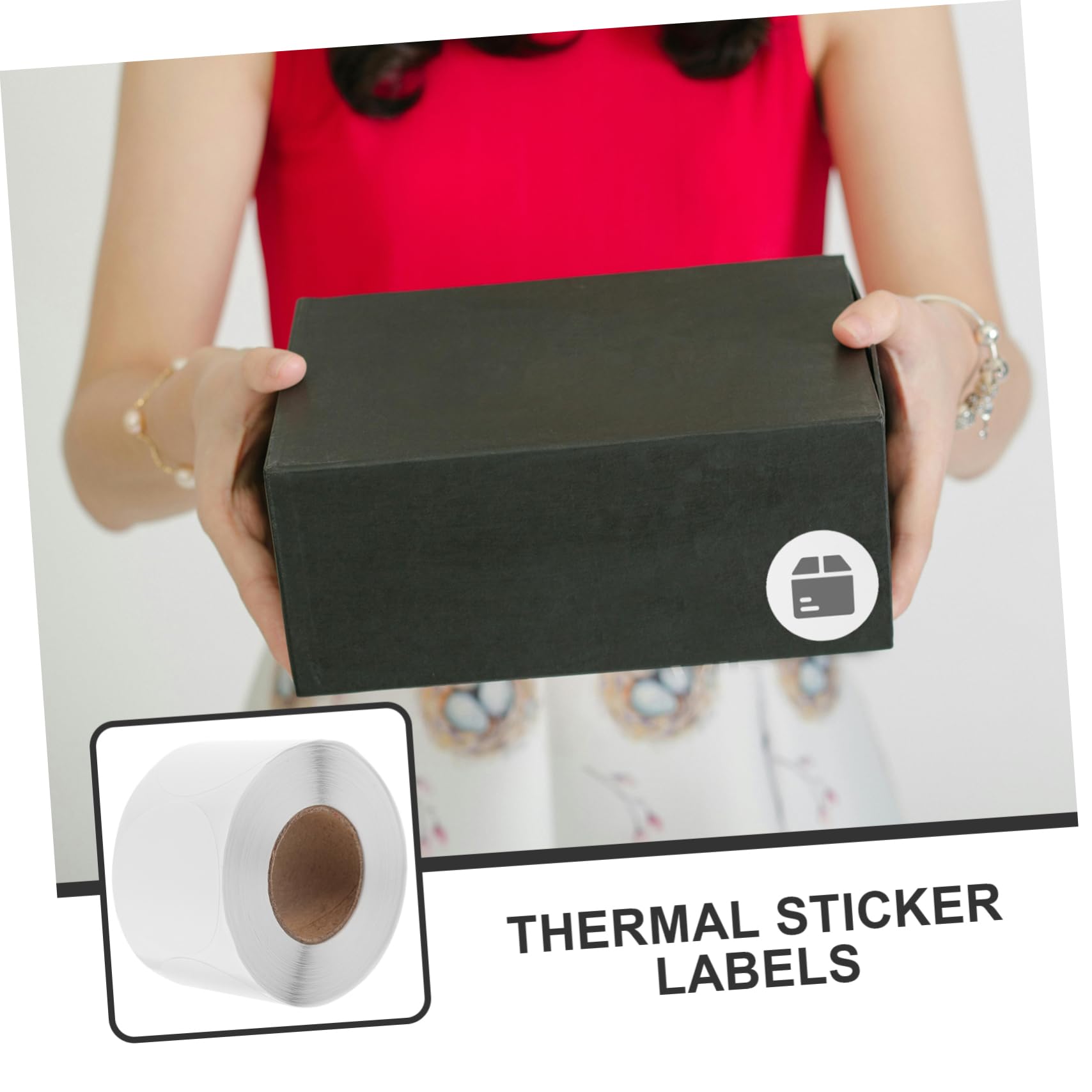 NUOBESTY 4rouleaux Étiquettes Thermiques Rondes Pour Colis Autocollants Adhésifs Blancs Pour Et Prix Résistantes à Eau Et Aux