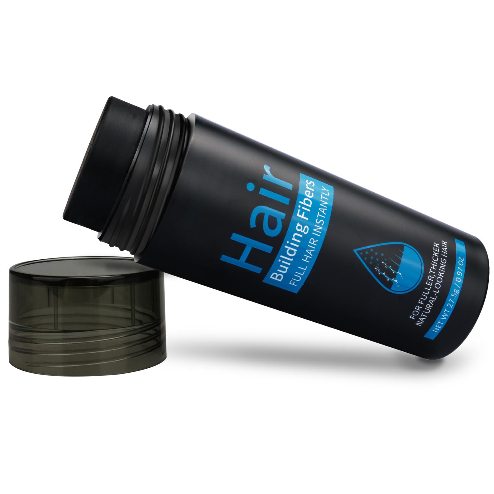 Professional Quality Fiber Hair Powder Spray with Applicator, Nature Keratin Hair Building Fibers, Hair Loss Concealer, Best Hair Thickening Products for Women Men Bald Spots Thinning Hair (Black)