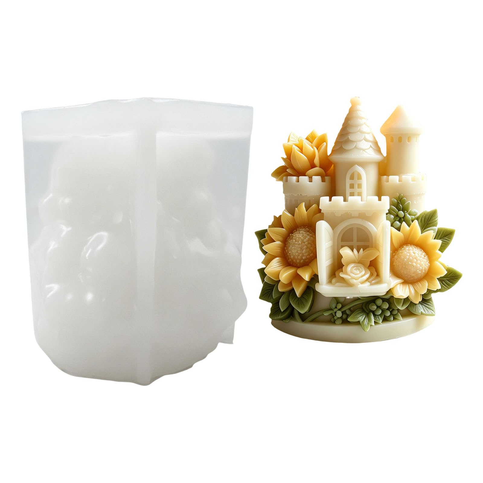 ADYJEE Silicone Flower Manor Relief Mold with Elegant Pattern for Making Easy Demolding Soap Candy M Sun Flower Manor Shape Crafting Mold