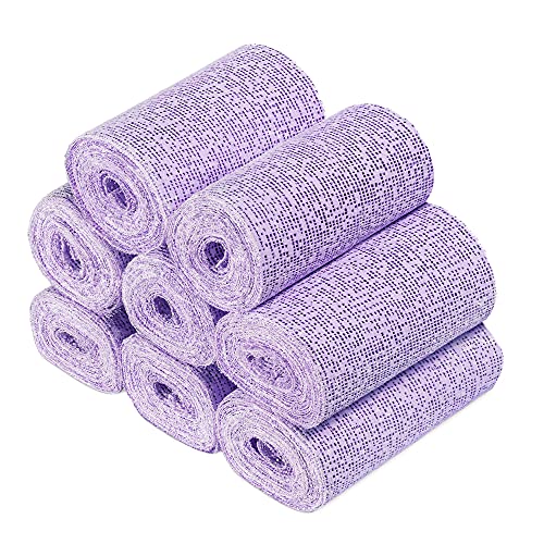Navaris 8x Babybauch Gipsbinden - Gipsabdruck Binden Set 10 x 300cm - Gips Abdruck Bandagen zum Basteln - Gipsbänder für Baby Bauch - Violett