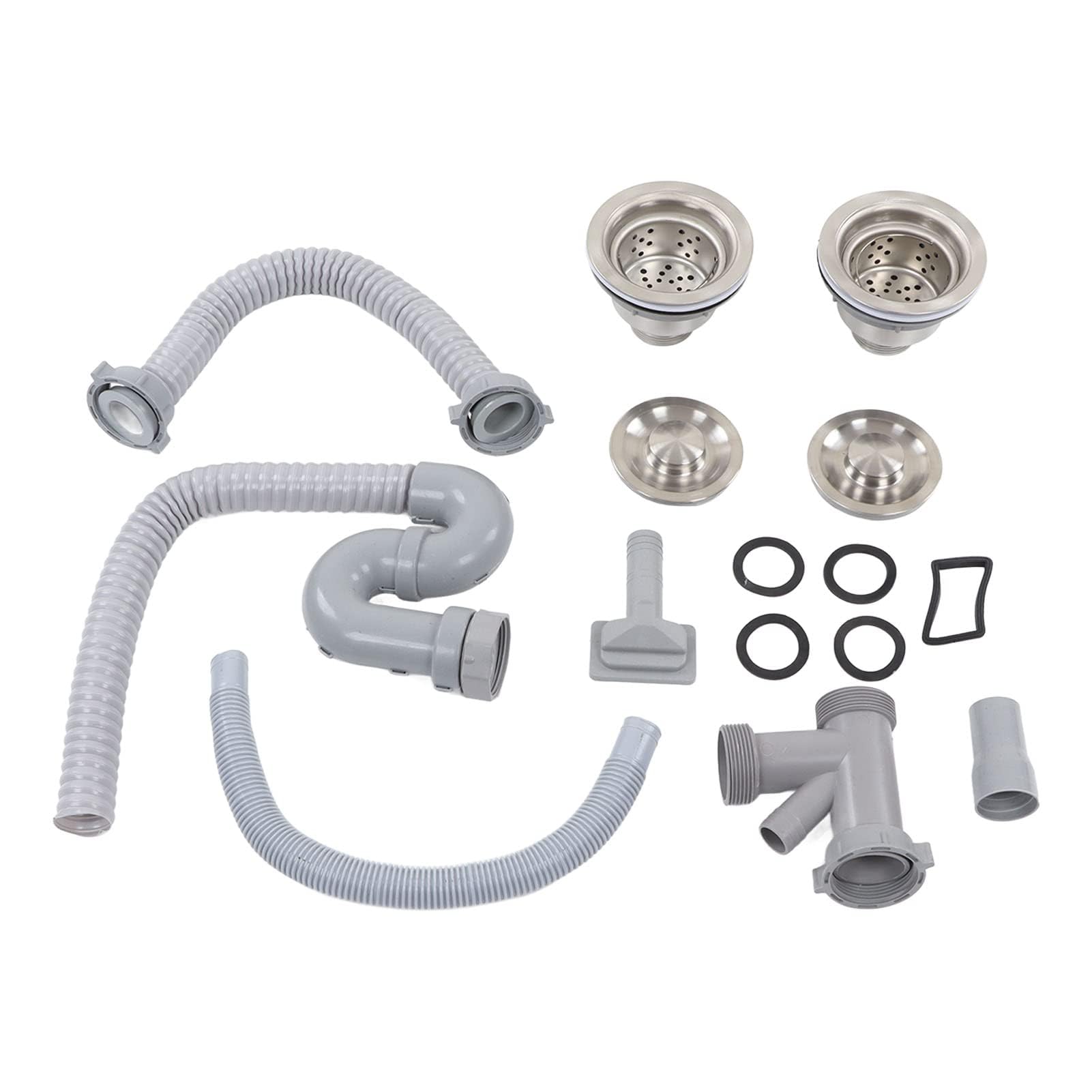 Tuyau de vidange robuste et durable pour évier de cuisine et salle de bain ensemble de tuyaux d évacuation en S courbé pour lavabo double avec conception anti fuite et facile à installer