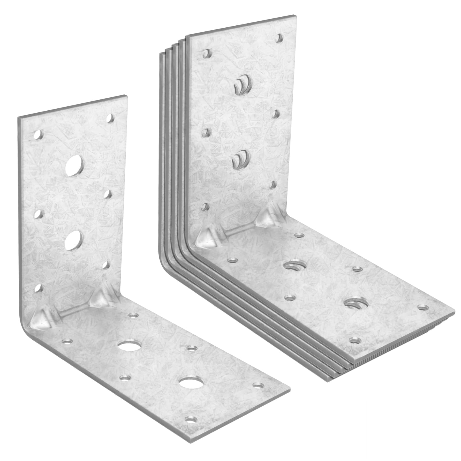 6 Pack L Right Angle Bracket, 2-3/8" x 4-1/2" x 4-1/2" 90 Degree Corner Braces for Wood, Reinforcing Rib, Hot Dip Galvanized Steel