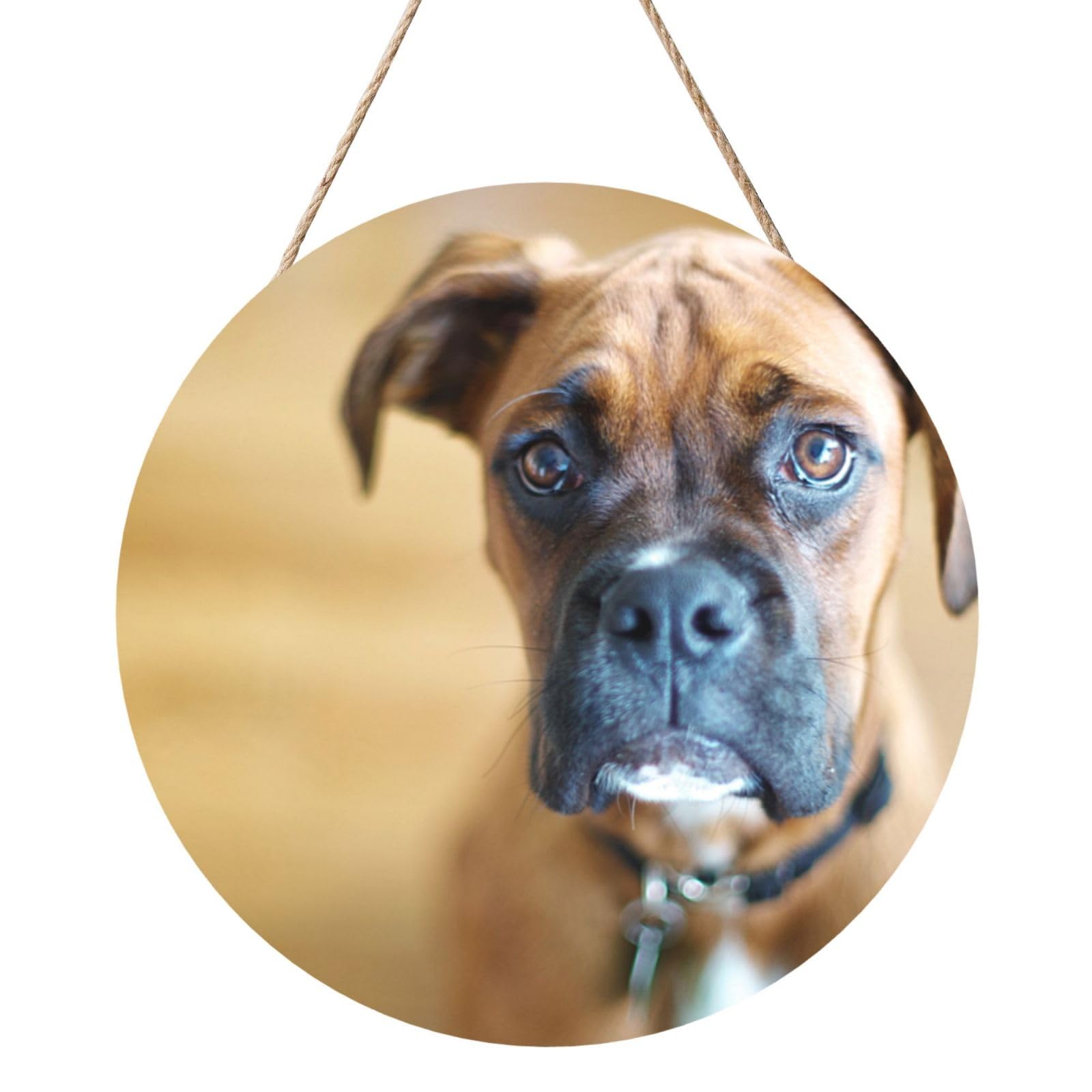 InOmak Boxer Dogs Puppy Pets Dogs, Round Wood Panel Painting 12 in, Wall Hanging Painting For Home
