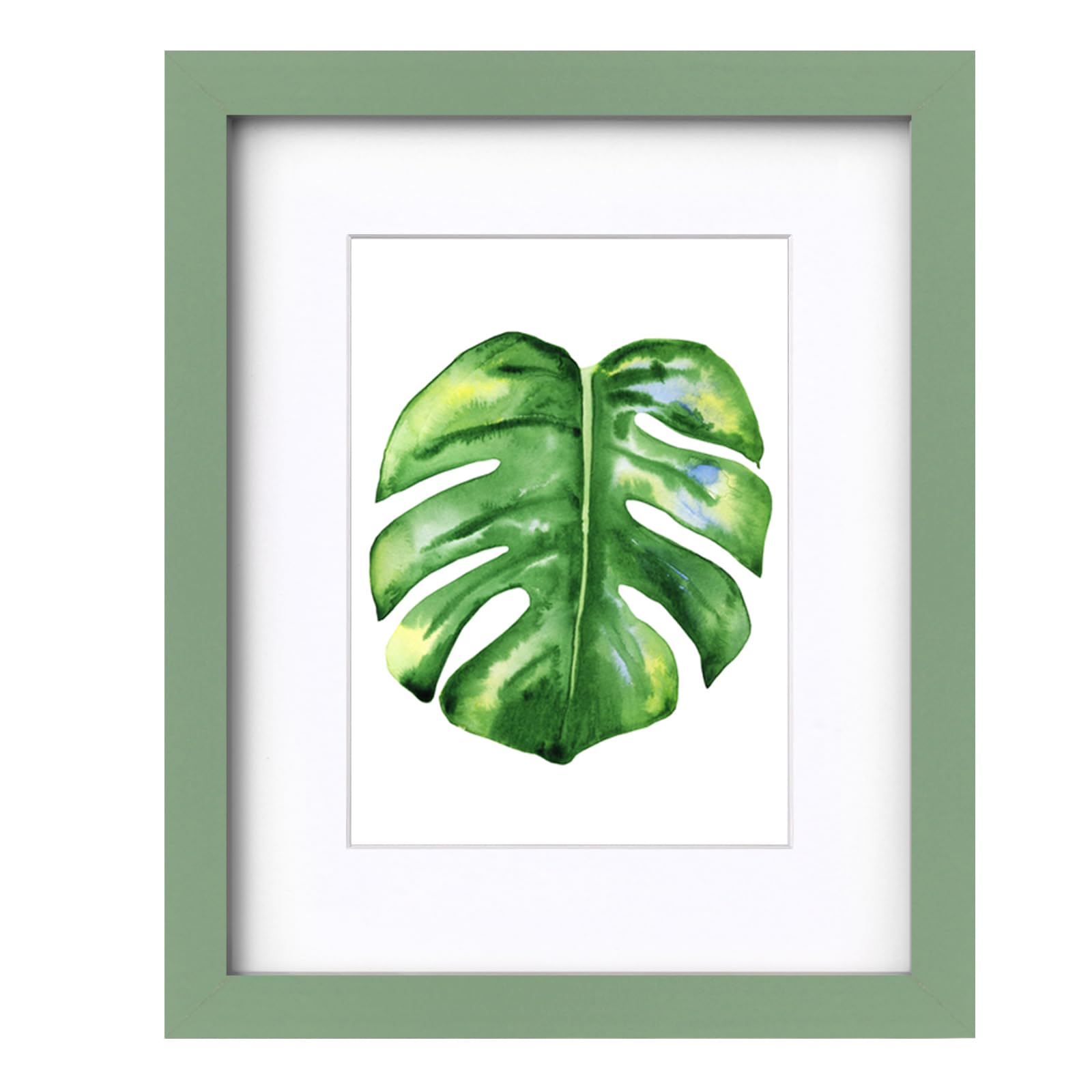 EGOFINE 10x8 Picture Frame,100% Solid Wood Frame with 7x5 Mat,10x8 Photo Frames with Plexiglass,20x25 cm Poster Frames for Tabletop and Wall Mounting,Green โ image 1