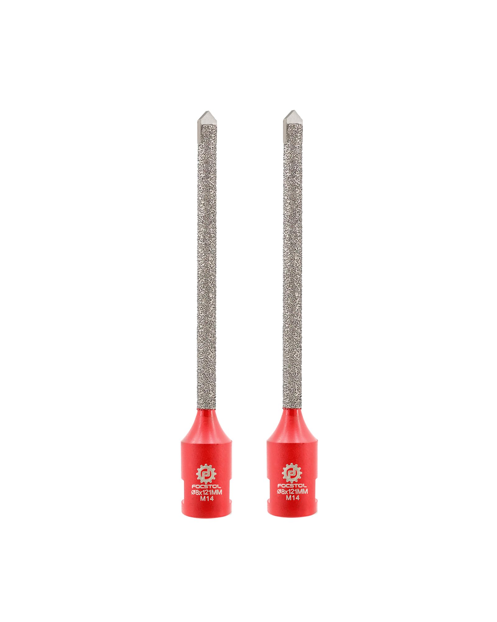 FOCSTOL Diamond Mortar Raking Bit - 2pcs Mortar Router Bit with Carbide Tipped for Mortar Removal and Tuck Pointing Masonry Stone Brick Removal 8mm x 121mm