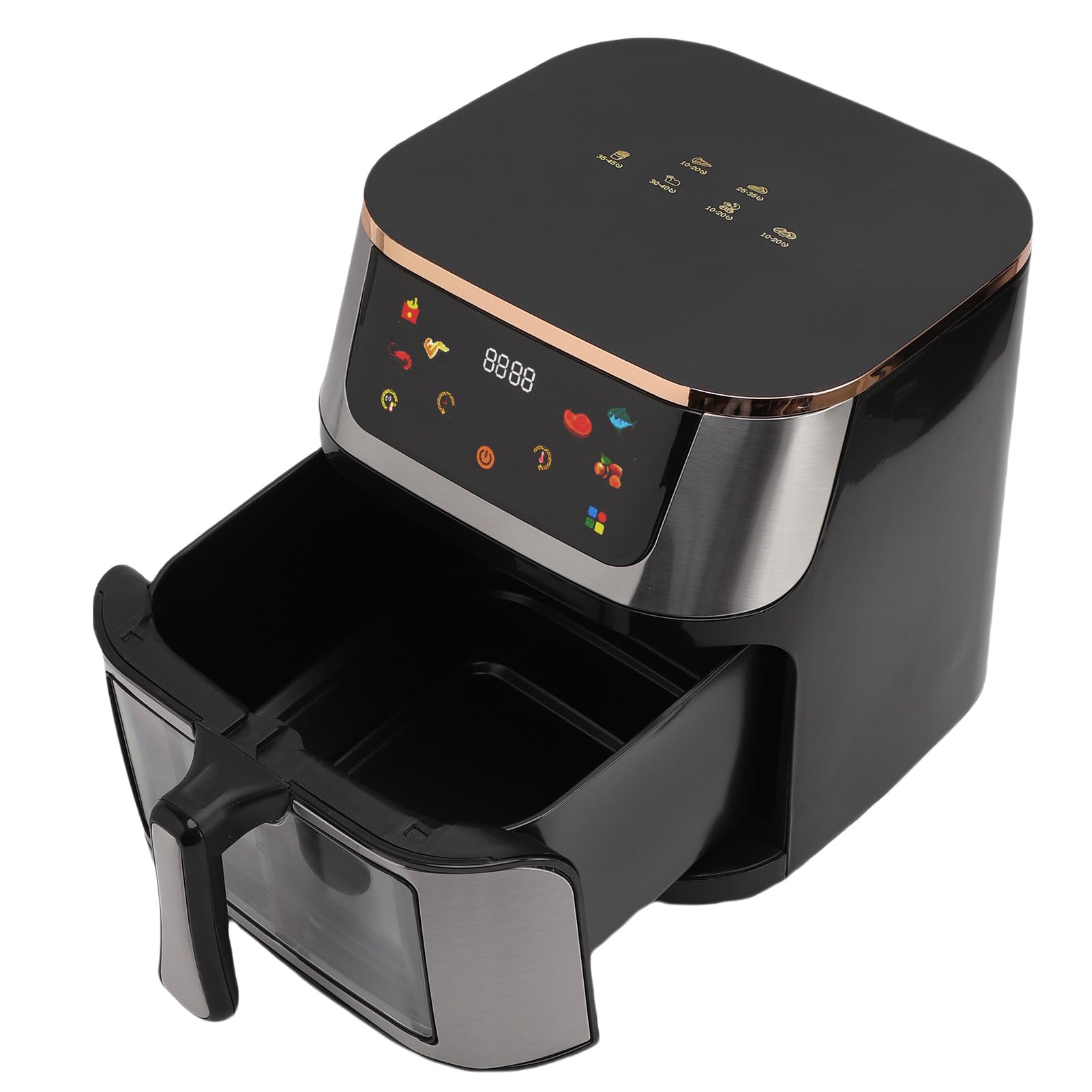 Freidora sin aceite de 12L con pantalla a color, gran capacidad para cocinar familiar ventana de cocina visible y cesta transparente con iluminación interior (enchufe de EE. UU. 110V)