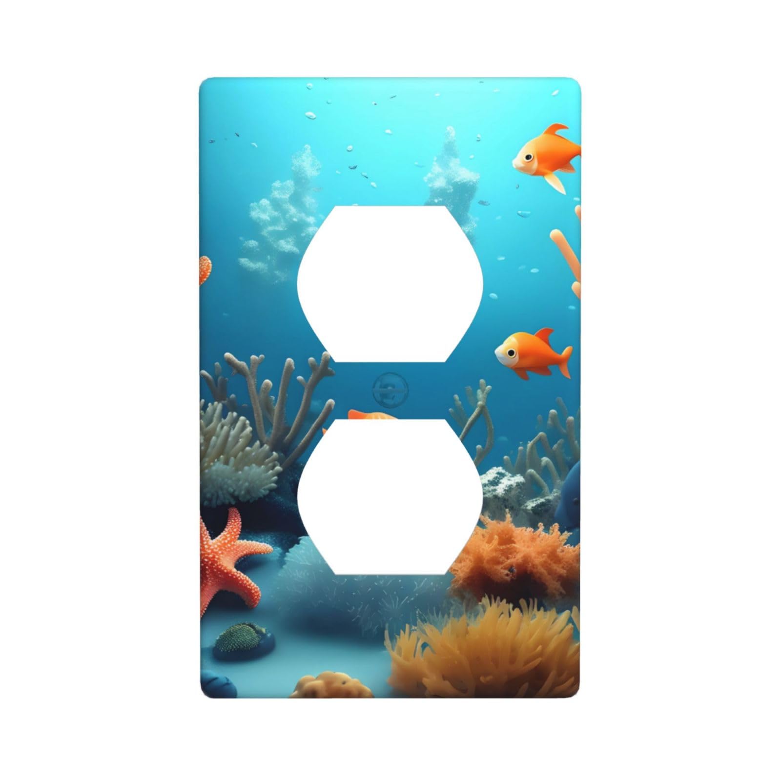 Coral Fish Underwater Decorative Switch Plate Cover-Unbreakable Polycarbonate Wall Plate for Home Office, 1 Gang with Screws