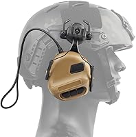Vista 6 de Auriculares tácticos para casco de disparo, protección auditiva, amplificación de sonido, reducción de ruido, orejeras con micrófono desmontable