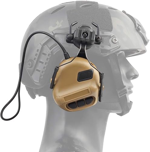 Miniatura 6 de Auriculares tácticos para casco de disparo, protección auditiva, amplificación de sonido, reducción de ruido, orejeras con micrófono desmontable
