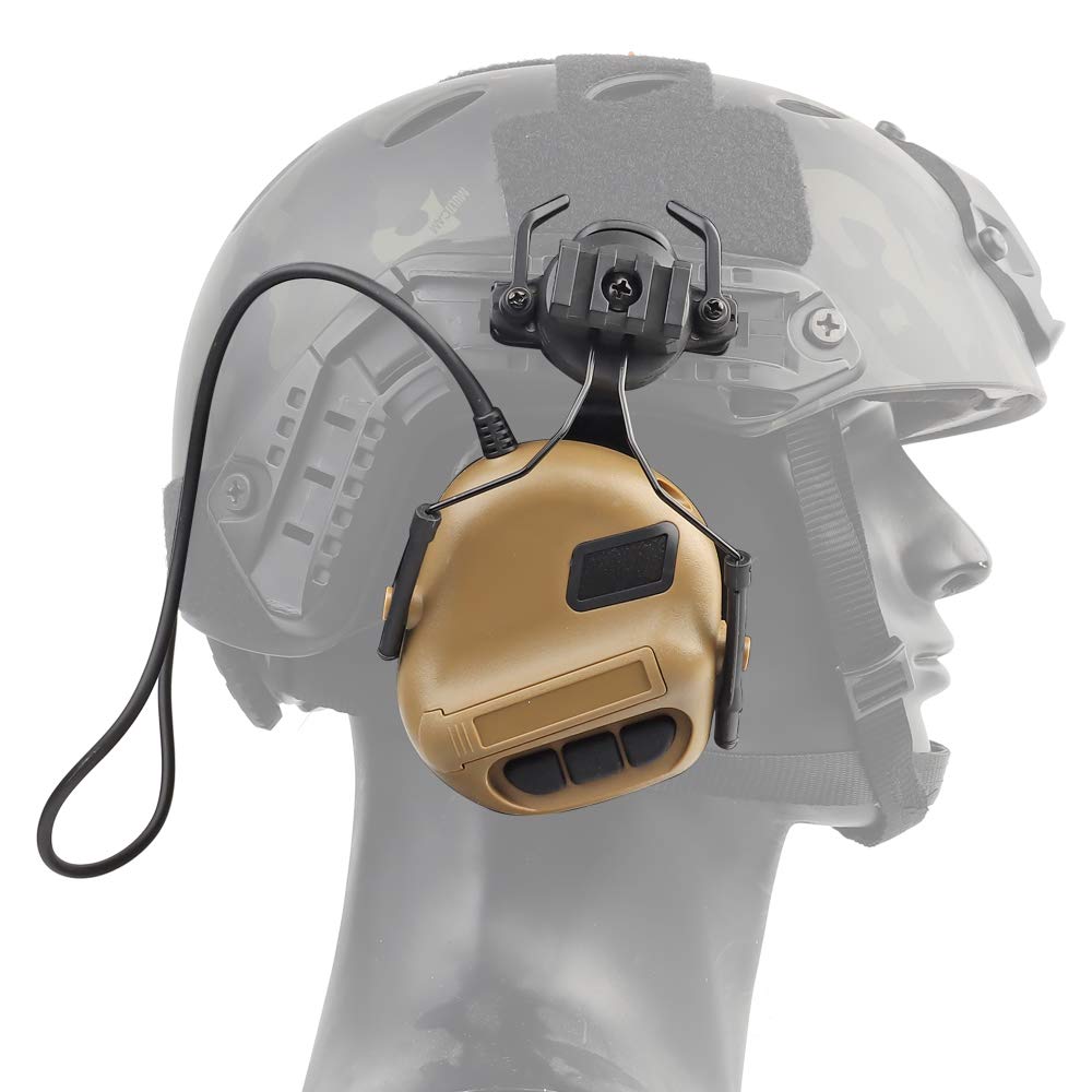 ATAIRSOFT Auricolare tattico Microfono Impermeabile Senza Funzione di riduzione del Rumore Tan