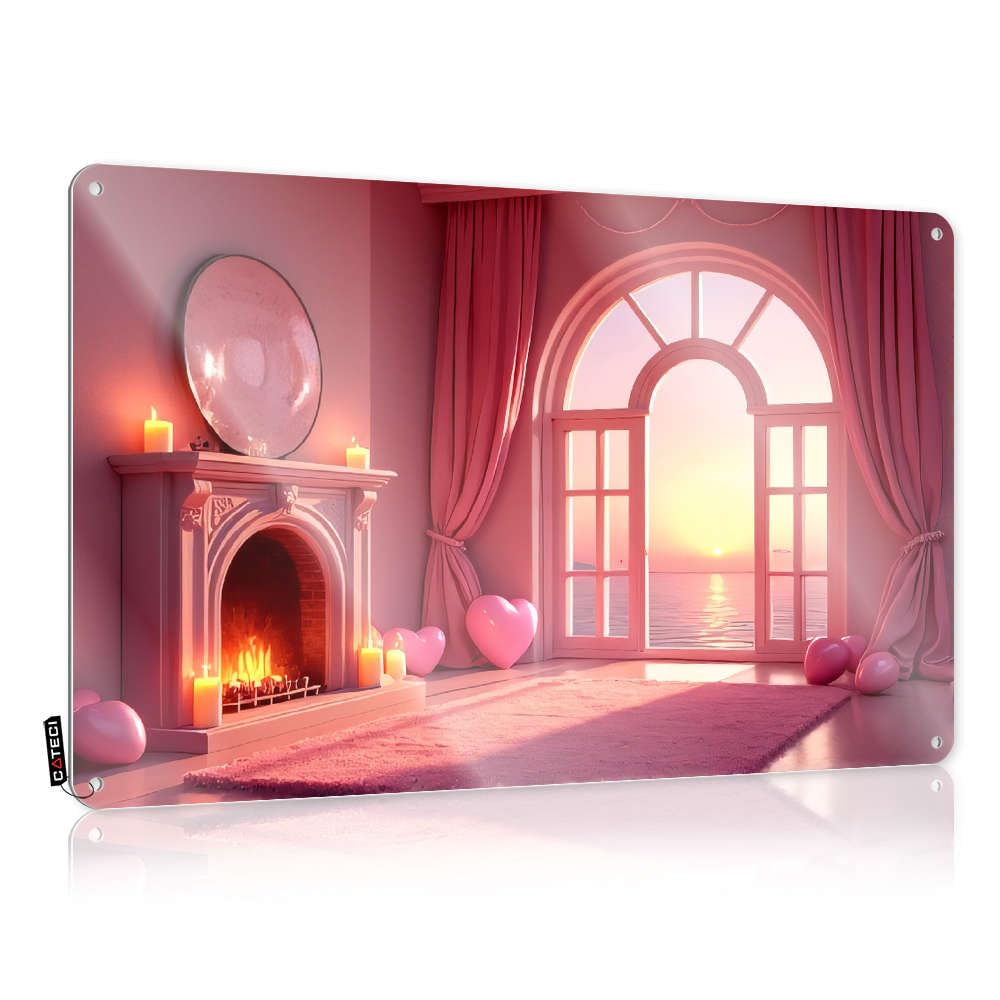 Fzfn Girls Colour Decor Amazing Beer Decor Decor Romantic Pink Room With Fireplace And Ocean View. - Vintage Wall Decor For Rv(30X40cm)