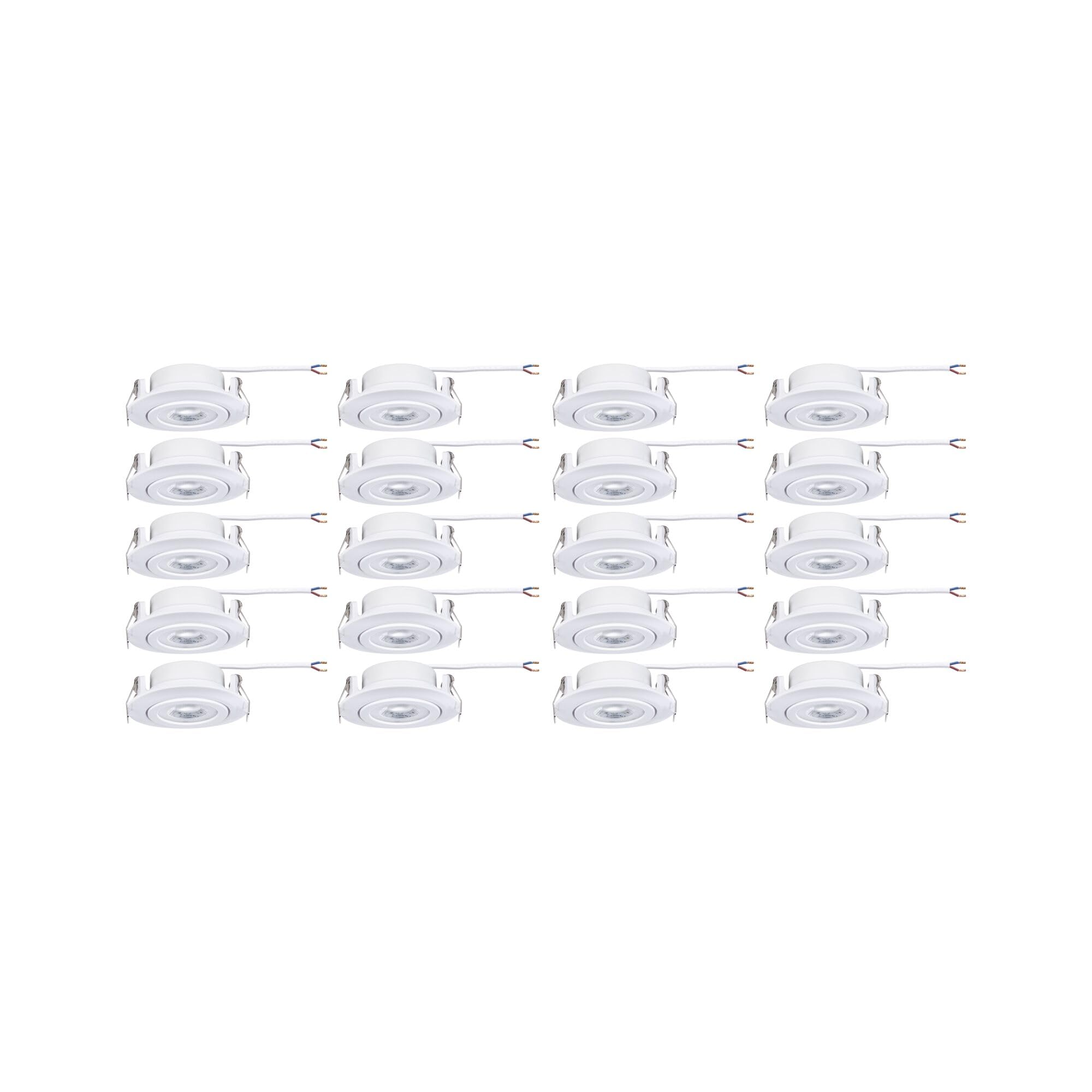 Paulmann 99997 LED Einbauleuchte 20er-Pack schwenkbar 82mm 70° 20x4,8W 20x450lm 230V 3000K Weiß