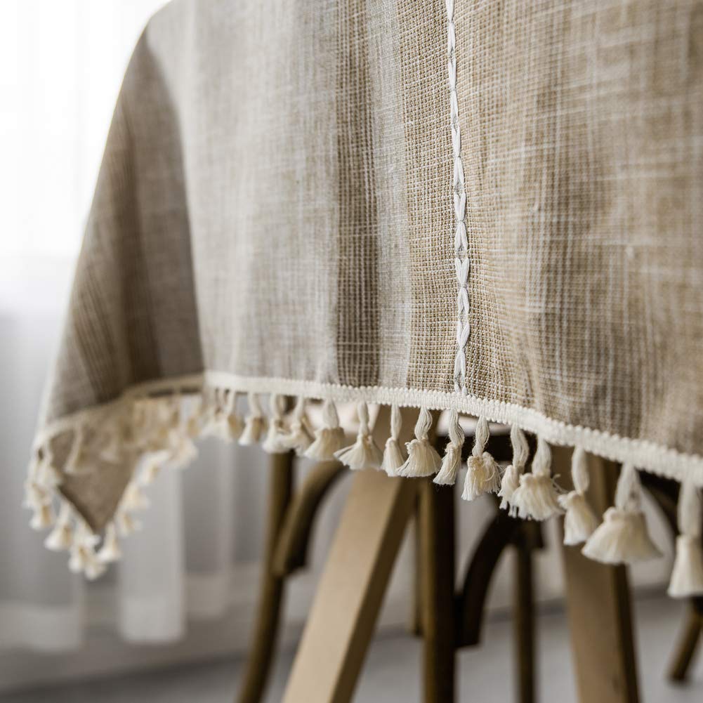 ACMER Nappe Rectangulaire 130x260cm, Nappe Housse, Infroissable, Facile à Nettoyer, pour Décoration de Table de Cuisine - Couleur café Clair