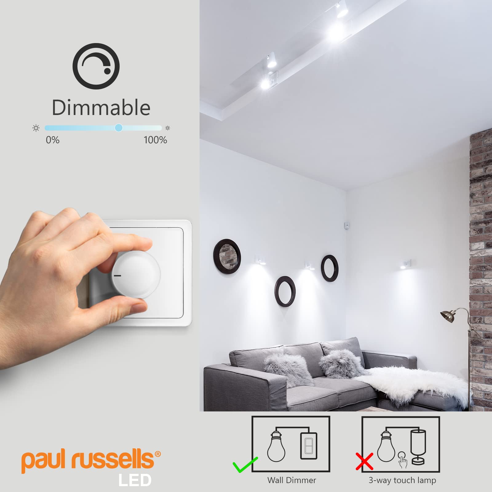 paul russells LED Glass GU10, Dimmable Fittings Spot Lightbulbs, 4.5W 345 Lumens LED Bulbs, 50w Equivalent - Image 4
