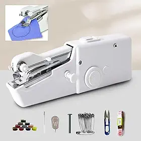 Mini máquina de costura portátil, máquina de costura elétrica portátil para iniciantes, viagens domésticas e faça você mesmo