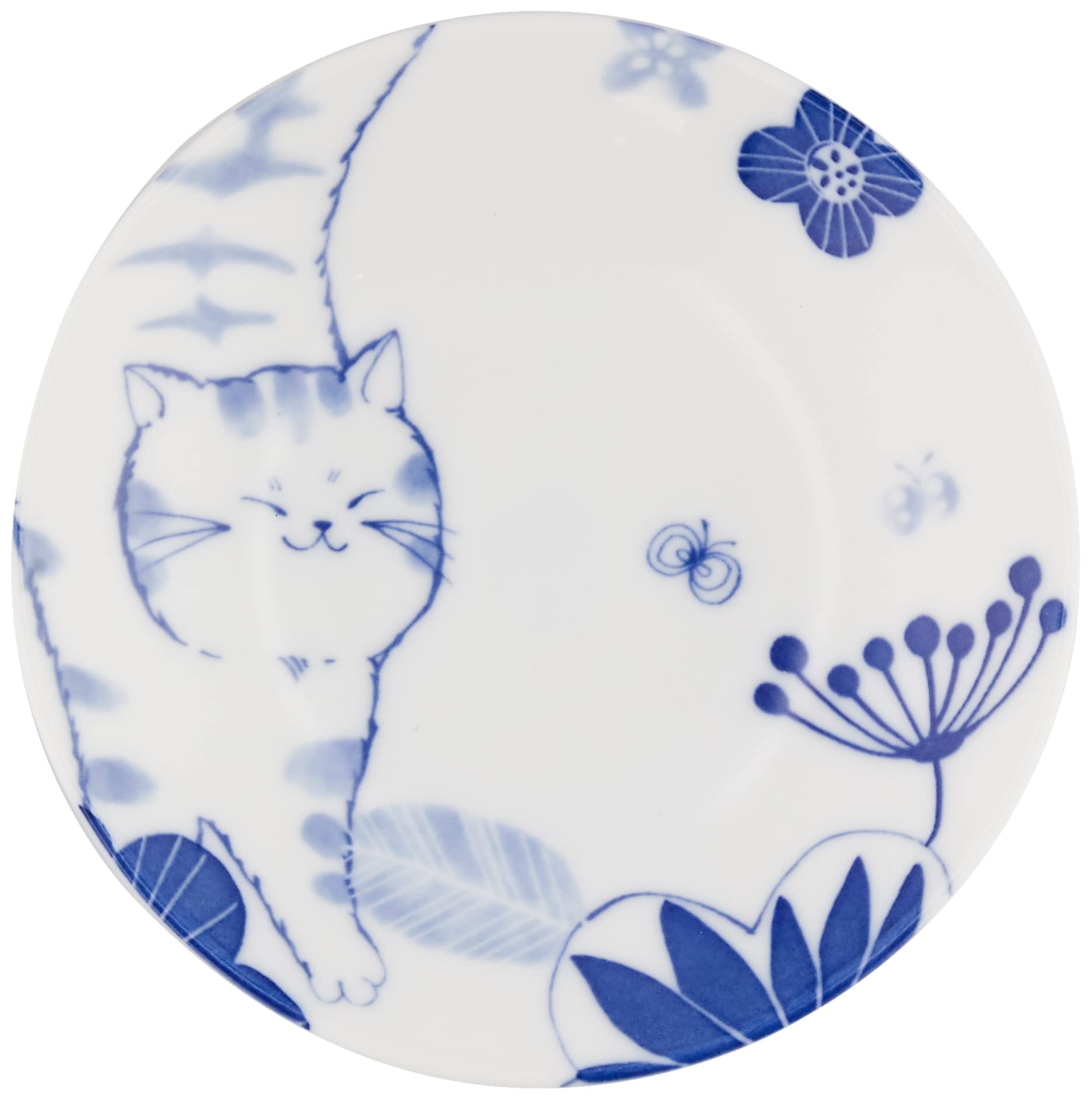 高品質 セレナイト猫のお皿No.1681 Amazon｜セラミック藍 のほほん猫 小皿 むぎ｜小皿 オンライン通販