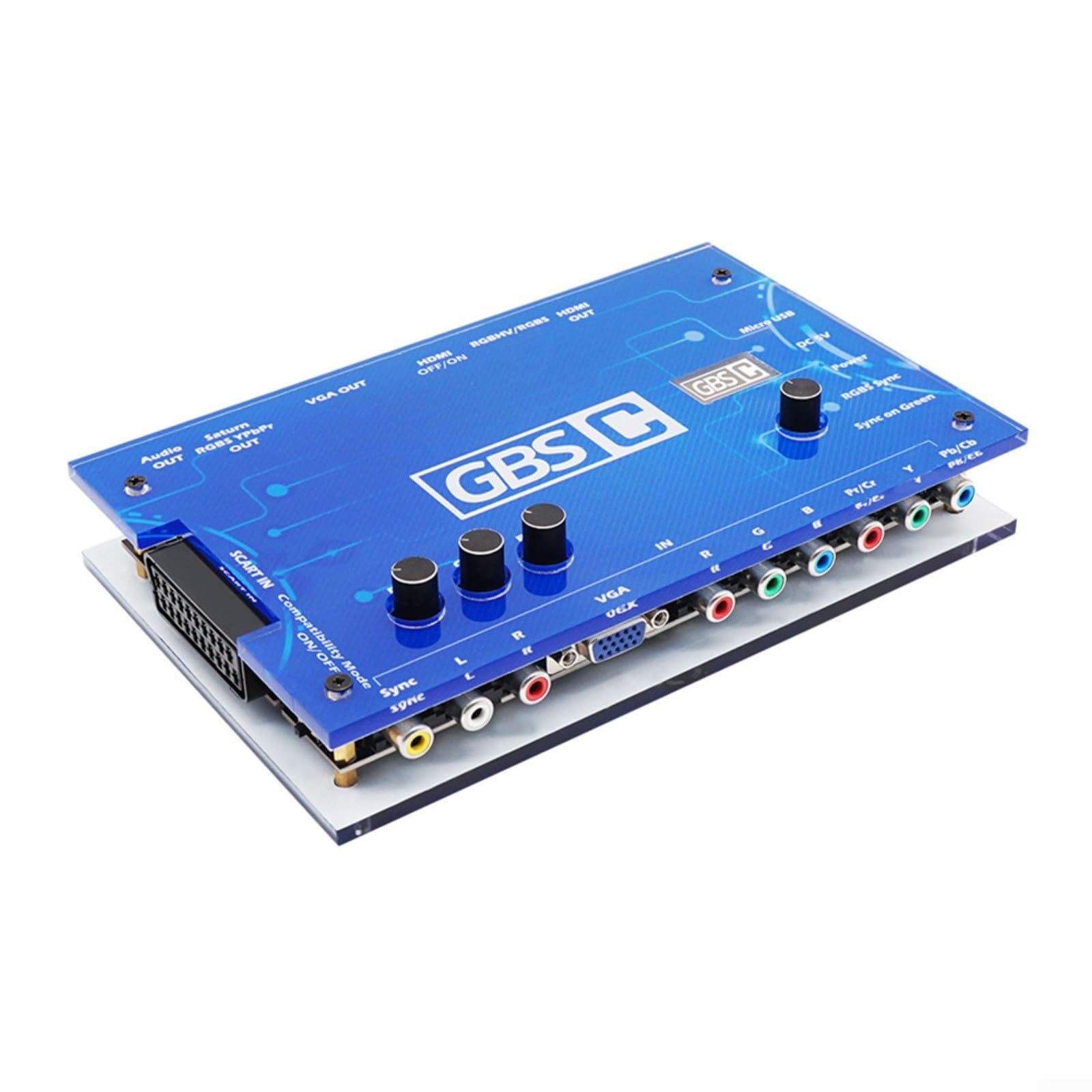 Convertidor de señal video GBSC para los sistemas clásicos del juego con la entrada componente de RGBS SCART y ayuda de la salida de VGA