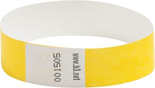 SICURIX Muñequeras de seguridad, impermeables y numeradas secuencialmente para eventos, fiestas y control de admisión, color amarillo, (paquete de 3)