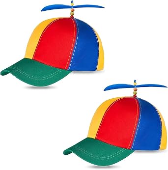 2Pcs Propeller Hat Adult, Helicopter Hat for Parties and Festivals, Funny Hats for Adults with Spinning Propeller,Size 54-58 cm Head Circumference