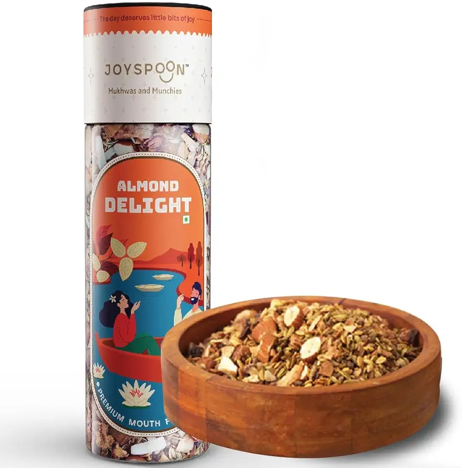 JoySpoon Almond Delight Mouth Fresheners(100gm, 3.53 oz ℮)| Dry Fruit and Seed Mix Mukhwas | Sugar-Free Snacks | Supari Free Premium Mukhwas | Traditional Mouth Freshner | Coconut Mix Mouth Freshner