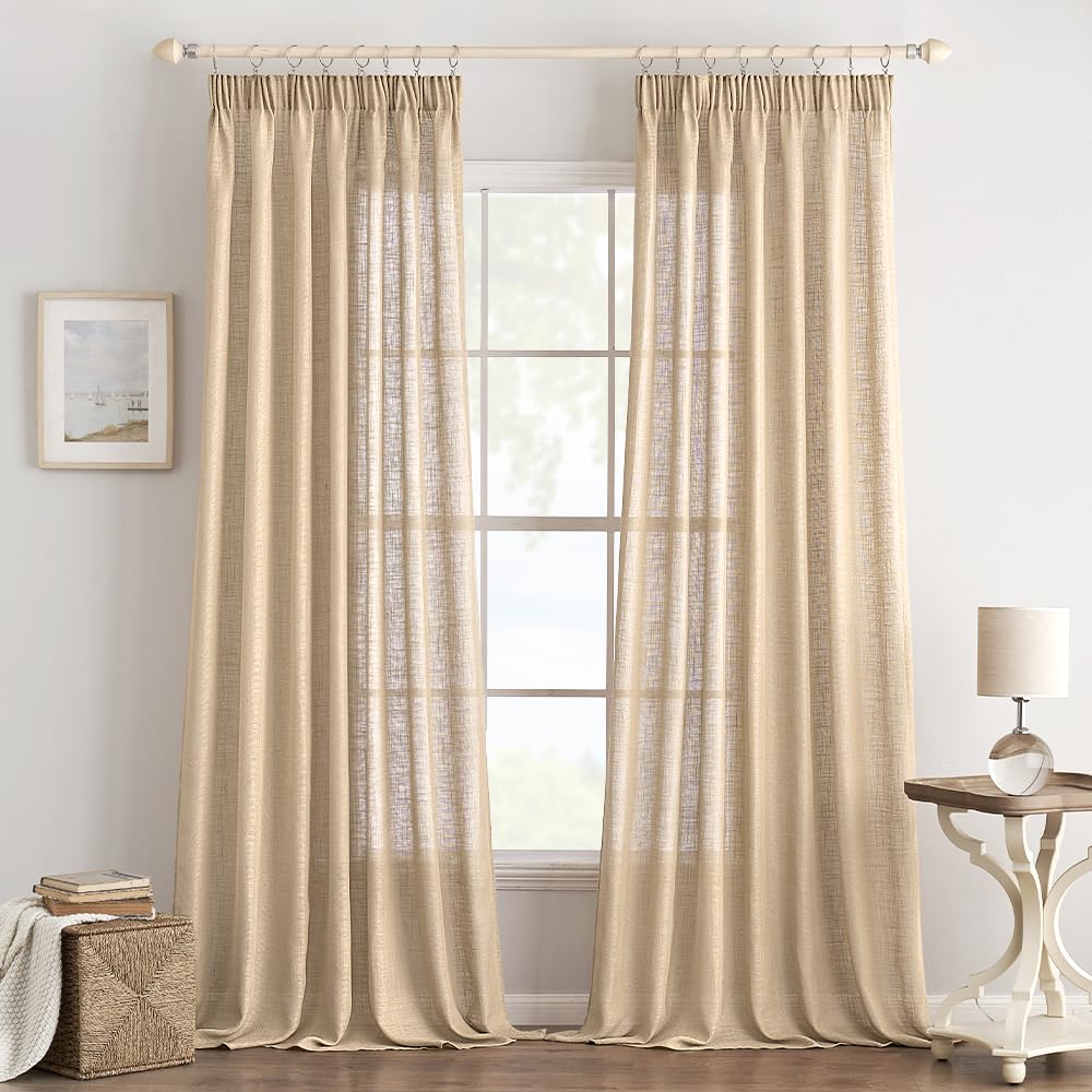 EMEMA Transparent Linen Curtains With Webbing Translucent Curtain For Indoor Modern Sailing Curtains For Balcony Doors Suitable For Living Room
