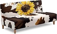 Vista 3 de Fundas para sofá cama con estampado de vaca marrón girasol con bandas elásticas para el hogar, sala de estar, fácil de instalar, antideslizante