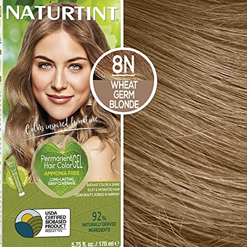 Naturtint Permanent Hair Color 8N Wheat Germ Blonde (Pack Of 6), Ammonia Free, Vegan, Cruelty Free, Up To 100% Gray Coverage, Long Lasting Results #TOP4