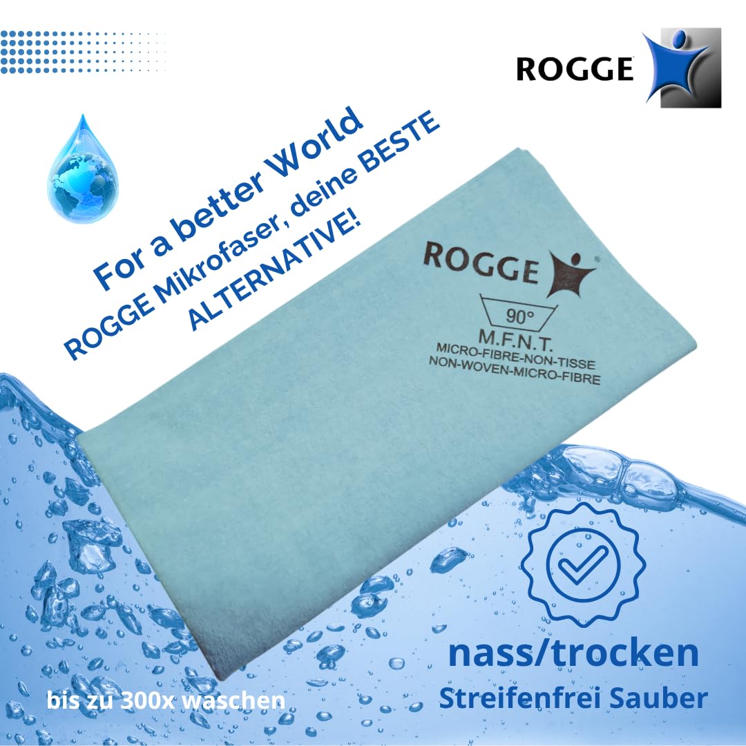 ROGGE 25er Pack PPM HighTec Microfaser Reinigungstücher. Für Haushalt, Home oder Office, 38x40cm, blau. Für alle glatten und empfindlichen Oberflächen bestens geeignet.