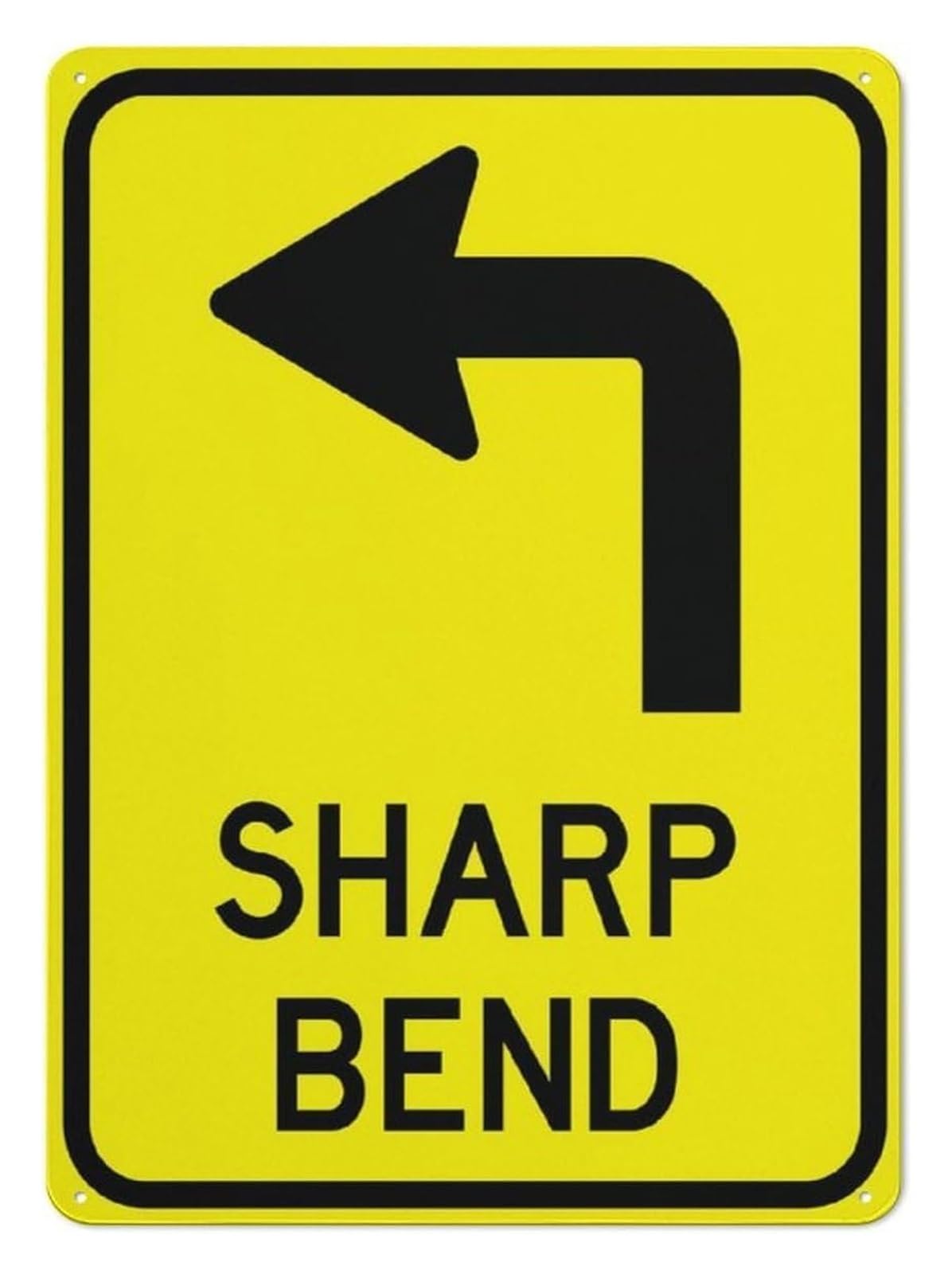 BYLSAGWHT Sharp Bend Left Warning Traffic Sign Vintage Look Metal Tin Plaque For Garage Shop Restaurant Man Cave Wall-Art 8 X 12 inch