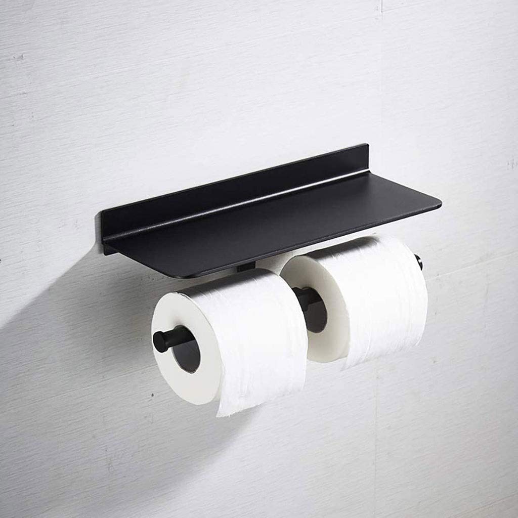 XYNSNDB NEECS Portarotolo Nero - Portarotolo Doppio in Alluminio, Portarotolo Doppio con Porta Cellulare