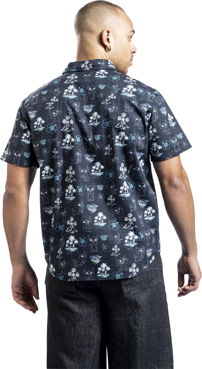 Lilo & Stitch Black Summer Männer Kurzarmhemd Multicolor
