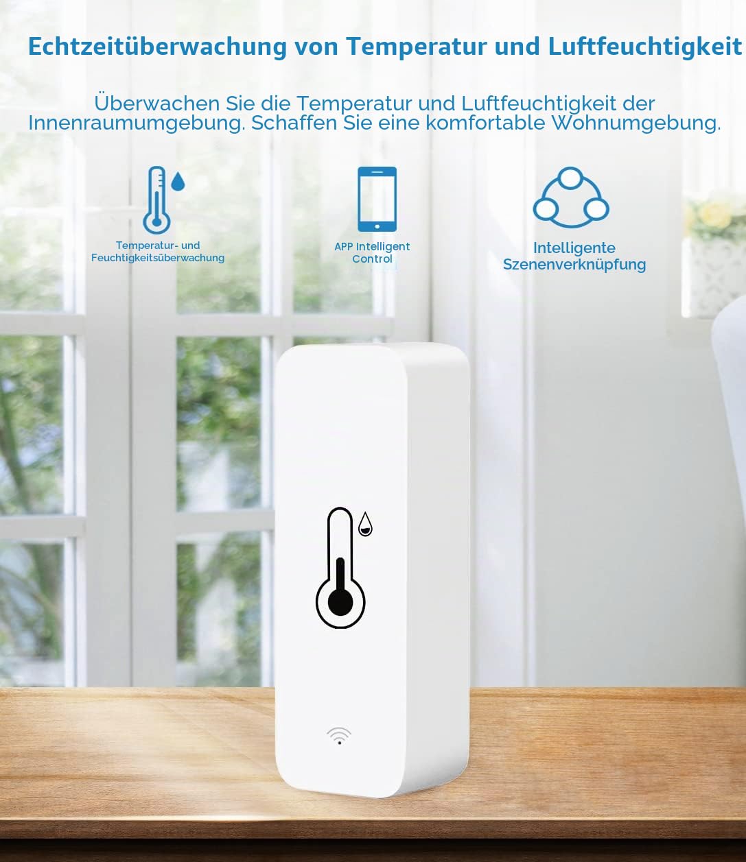 WLAN Smart Thermometer Hygrometer, Digitale Mini Innentemperatur und Feuchtigkeitssensor, Raumtemperaturfeuchtigkeitssensor App Fernbedienung für Gewächshauskeller,Kompatibel Alexa/Google Home. 4Pack