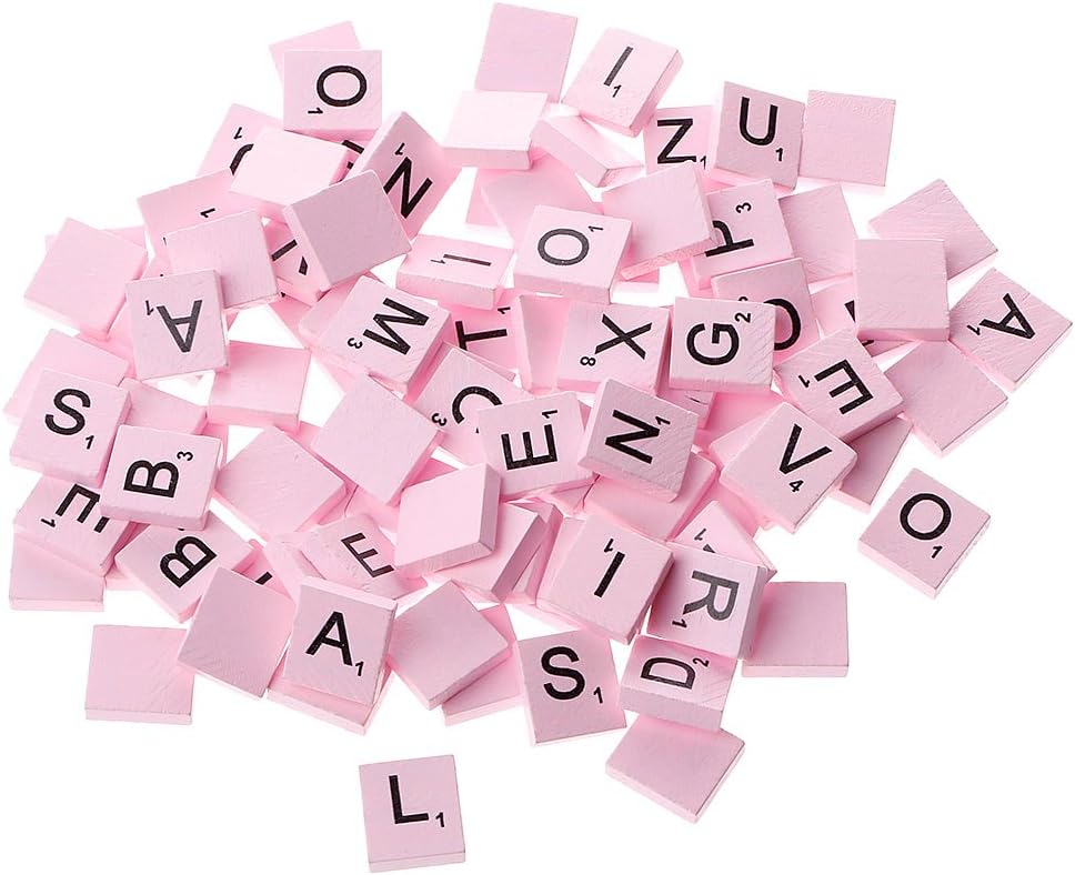100Pcs Wooden Colourful Tiles Mix Letters Varnished Keyboard Letters Stickers English image 3