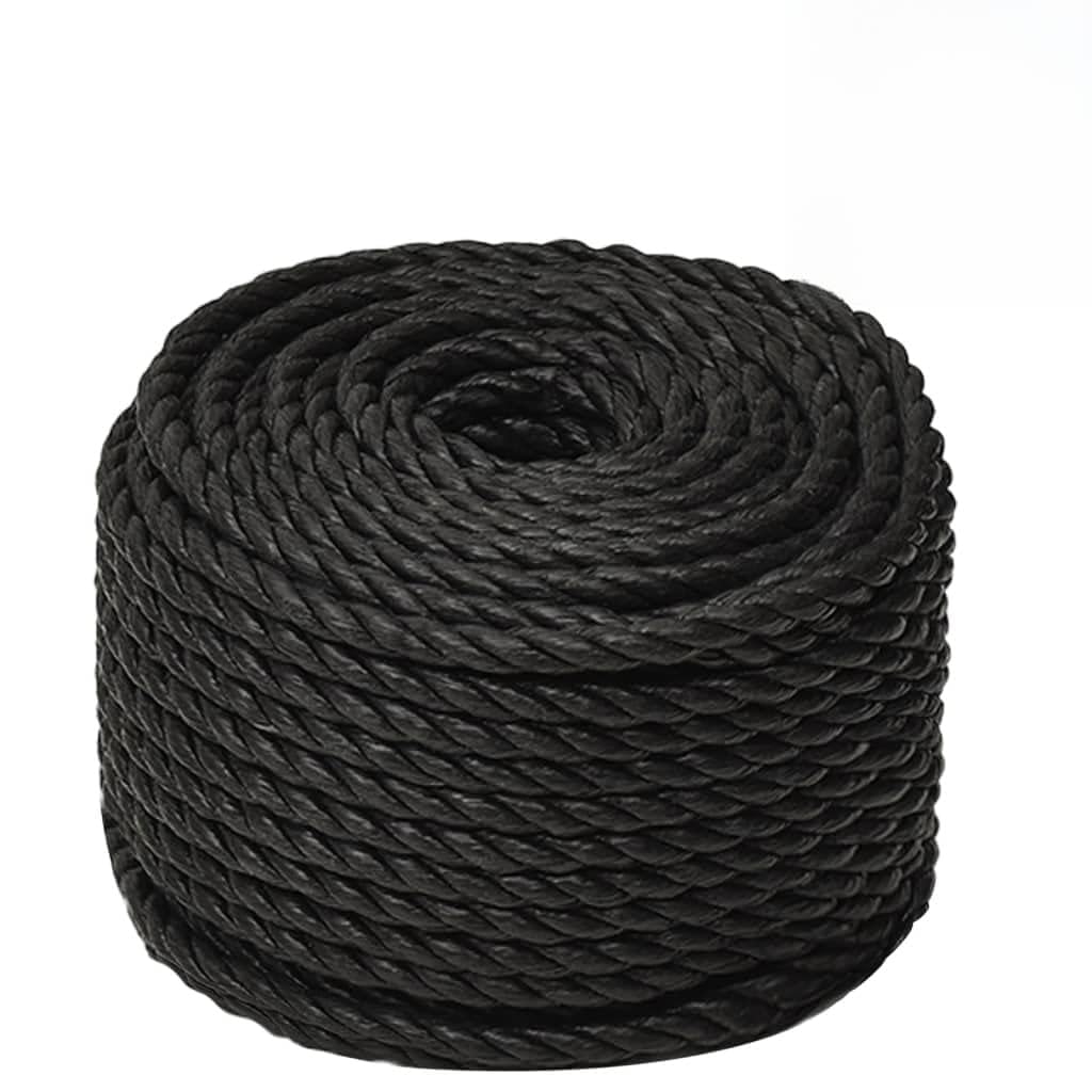 Corda da lavoro nera, 10 mm, 100 m, in polipropilene | Versatile per giardino, officina e sport nautici. Resistente alle intemperie, ai nodi e galleggiante.