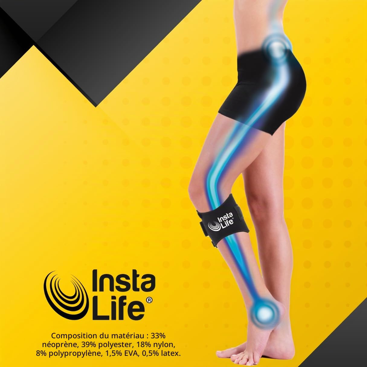 INSTA LIFE INSTALIFE Lot de 2 genouillères pour soulager les douleurs articulaires, soulage les douleurs dorsales avec digitopression, ergonomique, douleurs lombalgiques, sciatiques, douleurs aux