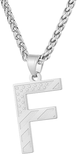 Laeclily Initial Necklace for Men Stainless Steel Pendent Chain Personalized F L