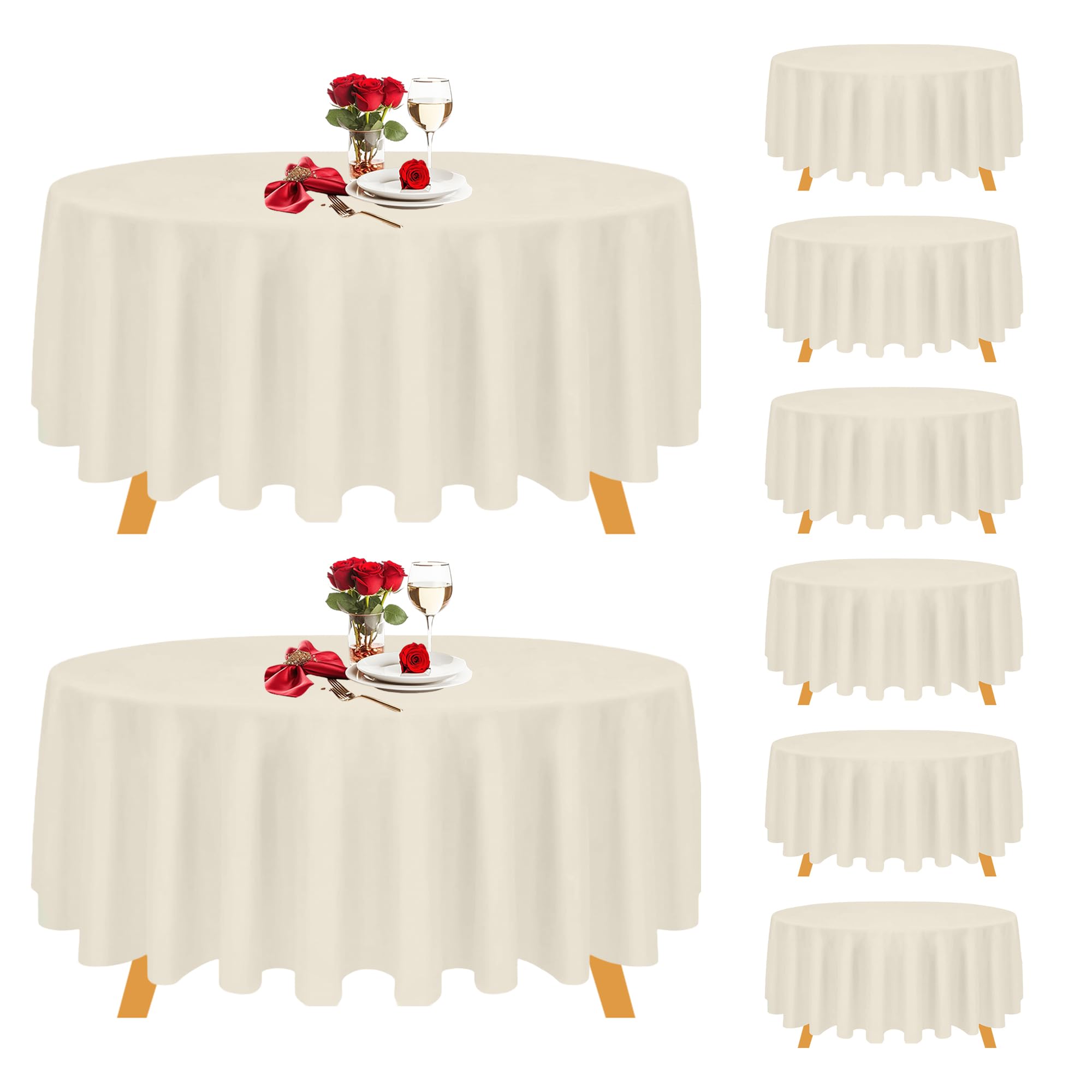 Nappe ronde en lin de qualité supérieure lavable 305 cm lot de 10