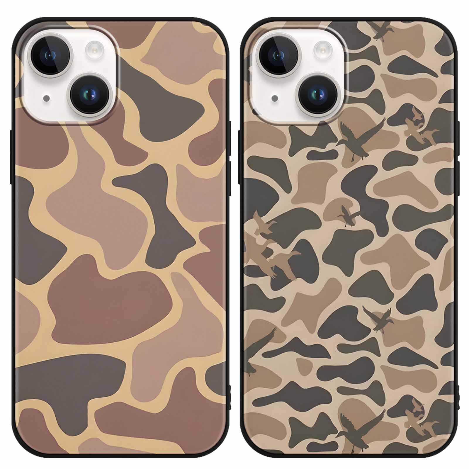 Yomjew 2 Pack Army Brown Camo Phone Case for iPhone 15 Plus 6.7 inches, Cool Durable Pattern Flag Anti-Scratch Soft Slim Flexible Protective