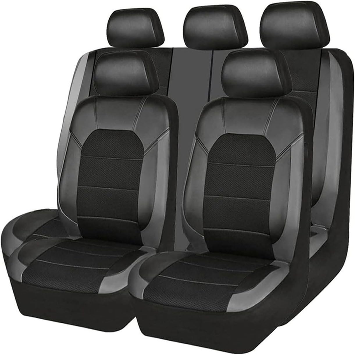 Vaatye A/Black-Grey Vtye Cr Set Covers Full Set For Vuxhll Mokk 2012-2024,Wterproof Scrtch Resistnt Protect Front Nd Rer Pu Lether Set Covers Protectors,