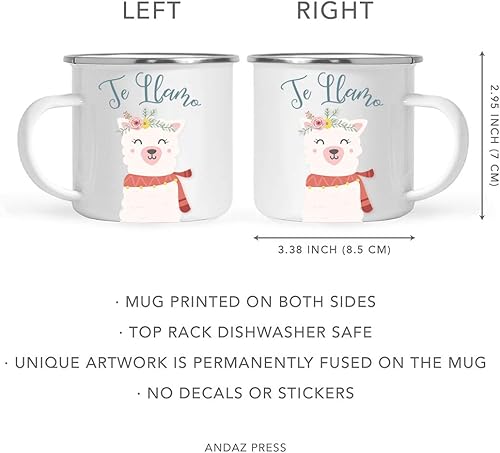 Vista 51 de Andaz Press Taza de café de acero inoxidable con temática de alpaca de llama de 11 onzas, regalo de broma, colorido bohemio con gráficos de llama
